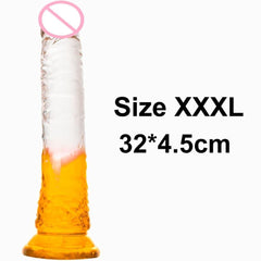 Crystal Jelly Huge Dildo - Realistic Design for Couples & Solo Play - Passion Pulse Adult