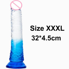 Crystal Jelly Huge Dildo - Realistic Design for Couples & Solo Play - Passion Pulse Adult