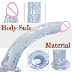 13-Inch Realistic Dildo with Strong Suction Cup - Black Jelly Adult Toy - Passion Pulse Adult