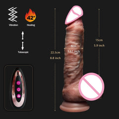 Realistic Telescopic Vibrator – Heated Thrusting Dildo & Anal Plug for Women - Passion Pulse Adult