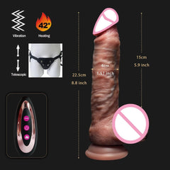 Realistic Telescopic Vibrator – Heated Thrusting Dildo & Anal Plug for Women - Passion Pulse Adult