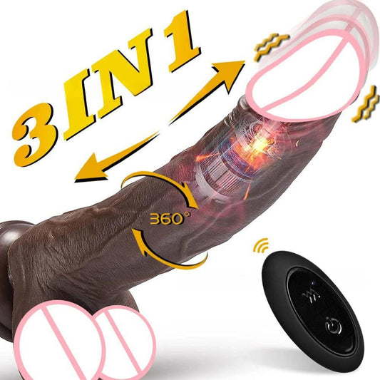 Black coffee colored simulated penis wireless telescopic rotating vibration adult and female sexual products - Passion Pulse Adult