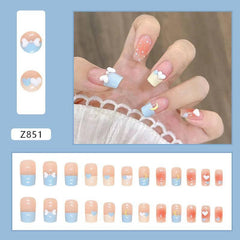 Cute nail art nail patch wearable and removable polka dot moon love butterfly French nail patch - Passion Pulse Adult
