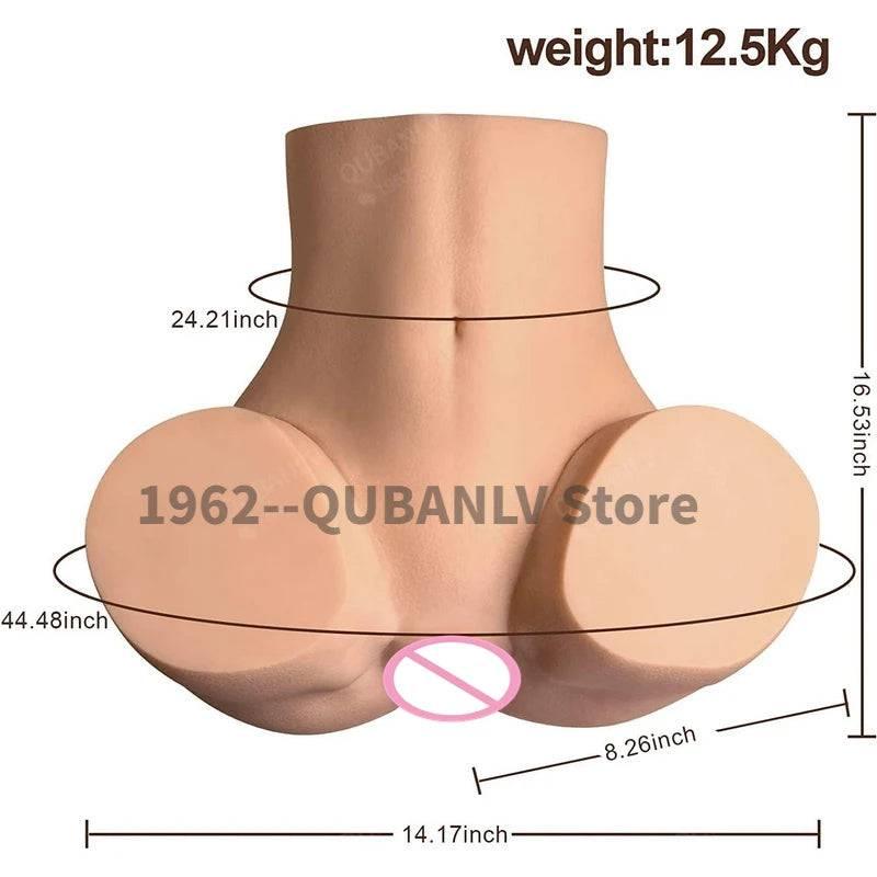 Female Sexy Torso Sex Doll: Big Ass with Automatic Sucking and Vibrating Features, Realistic Life Size Pussy, 5 Vibrations and 5 Suction Modes - Passion Pulse Adult