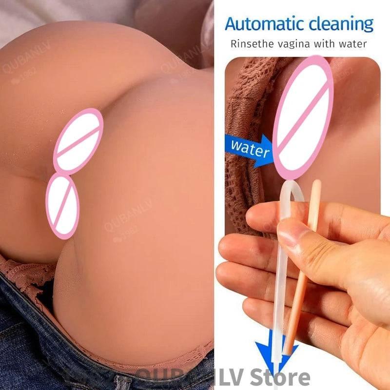 Female Sexy Torso Sex Doll: Big Ass with Automatic Sucking and Vibrating Features, Realistic Life Size Pussy, 5 Vibrations and 5 Suction Modes - Passion Pulse Adult