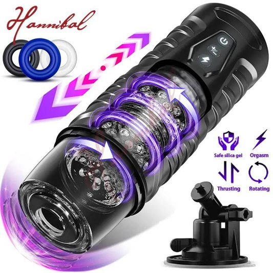 Hannibal Automatic Male Masturbator 7 Thrusting Rotating Modes Mastubator Cup Electric Pocket Pussy For Penis Sex Toy For Men - Passion Pulse Adult