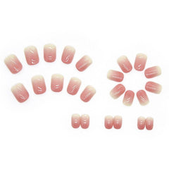 Natural pure wearable square short nail art piece gradient color pink smudge new product - Passion Pulse Adult