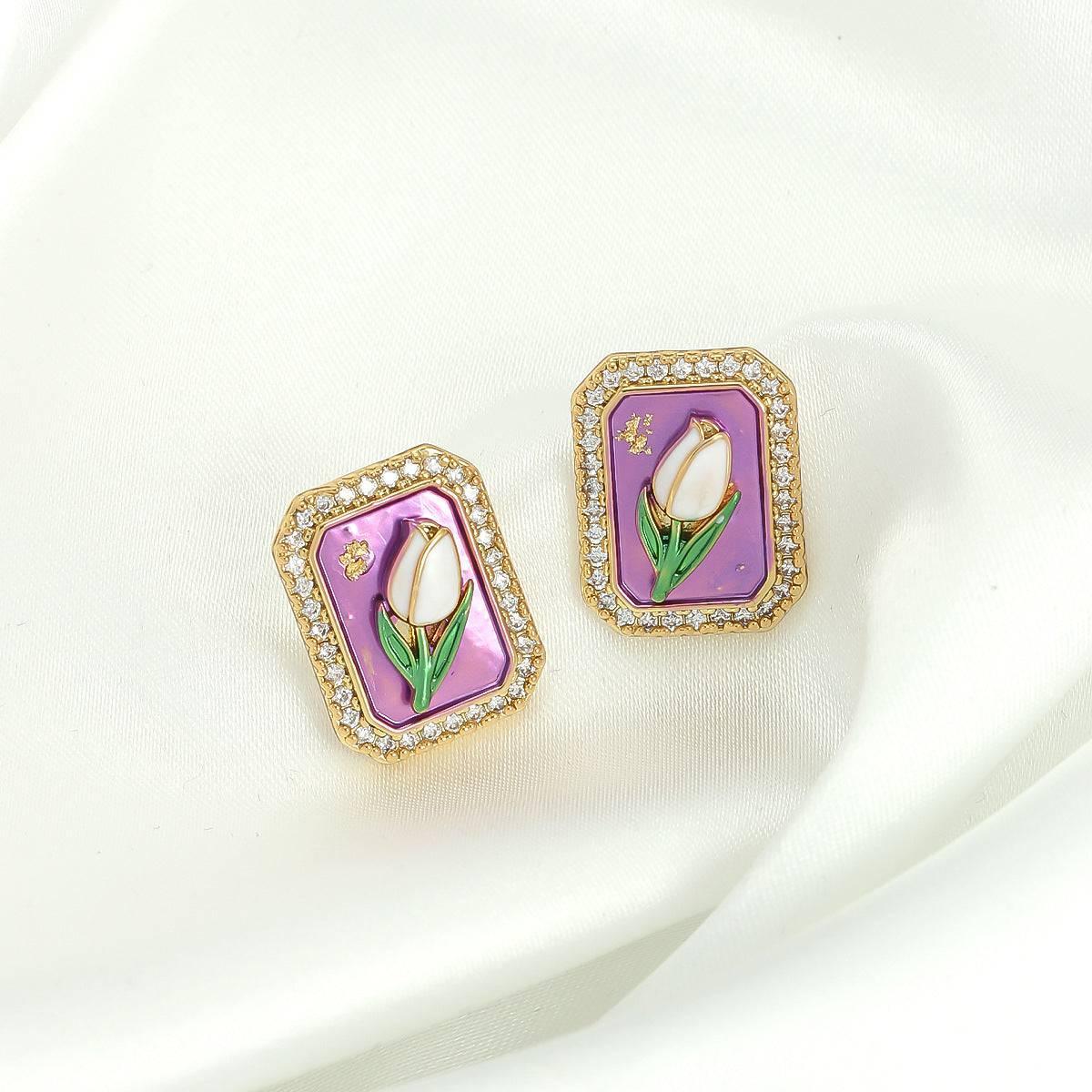 Oil Painting Style Tulip Earrings - Passion Pulse Adult