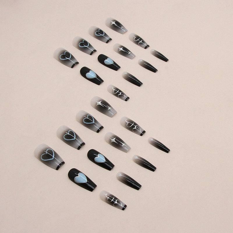 Silver Heart Shaped Star Fake Nails - Passion Pulse Adult