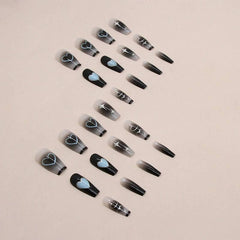 Silver Heart Shaped Star Fake Nails - Passion Pulse Adult