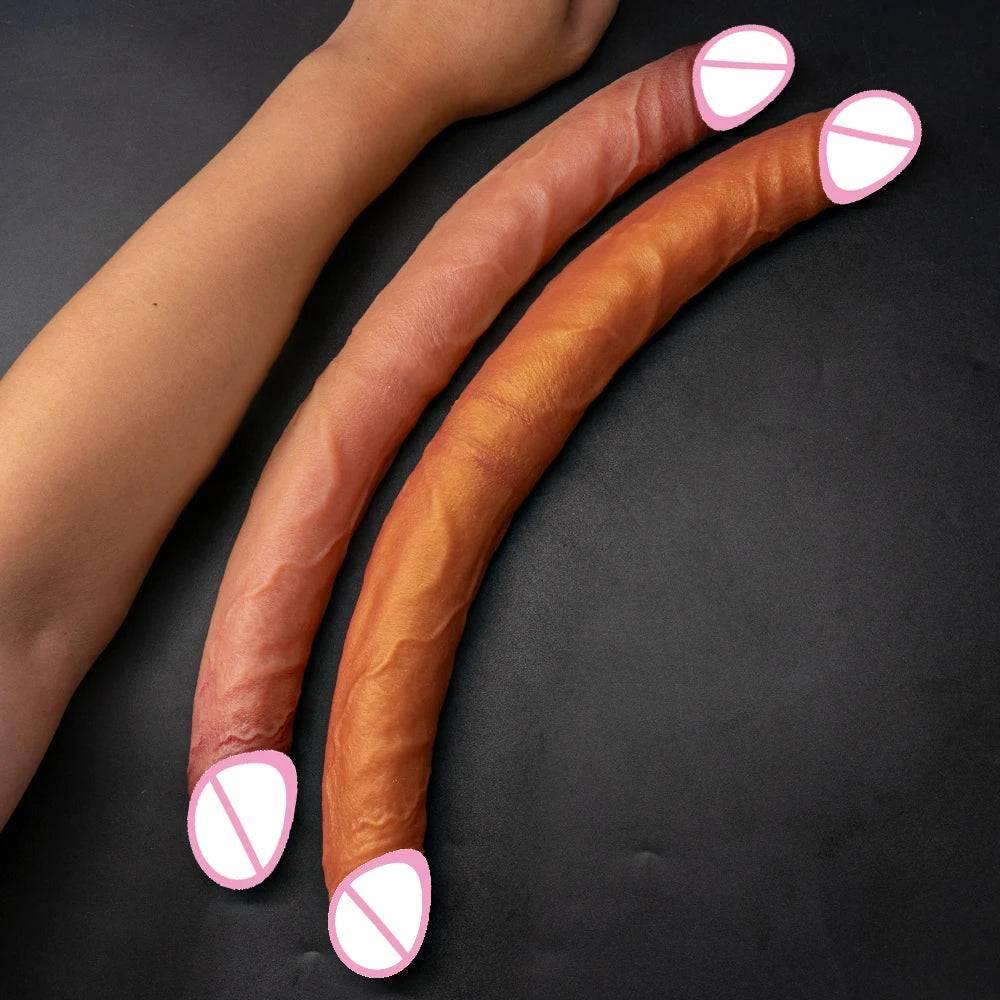 40cm flesh Double Head Dildo Long Realistic Dildo Double Ended Dildo Flexible Penis for Women Masturbator Sex Toys for Lesbian - Passion Pulse Adult