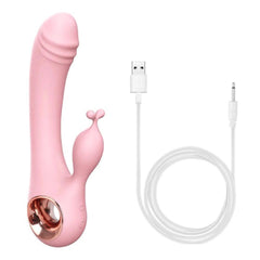 USB Rechargeable Rabbit Dildo Vibrator – 10-Frequency G-Spot & Clitoral Stimulation for Women - Passion Pulse Adult
