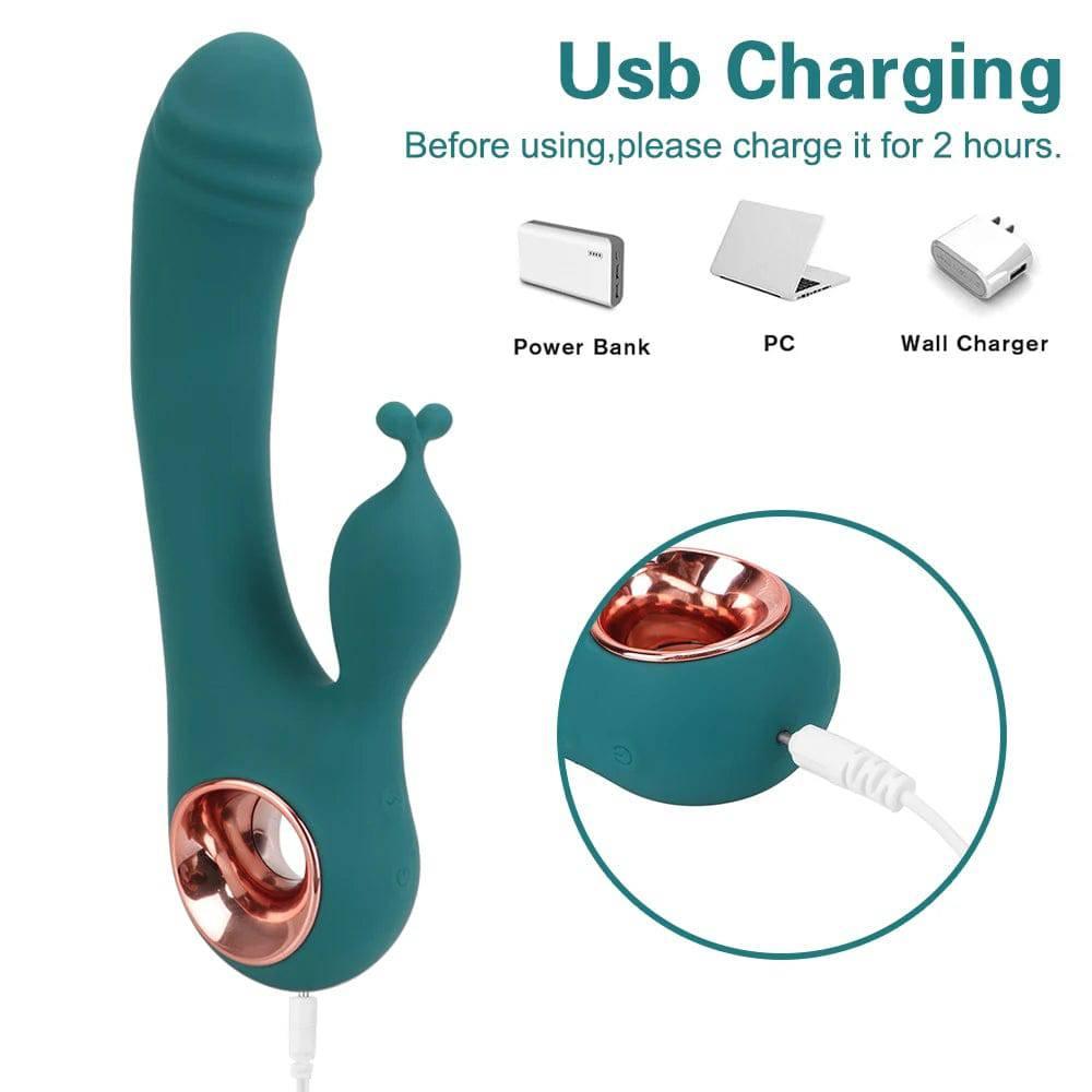USB Rechargeable Rabbit Dildo Vibrator – 10-Frequency G-Spot & Clitoral Stimulation for Women - Passion Pulse Adult