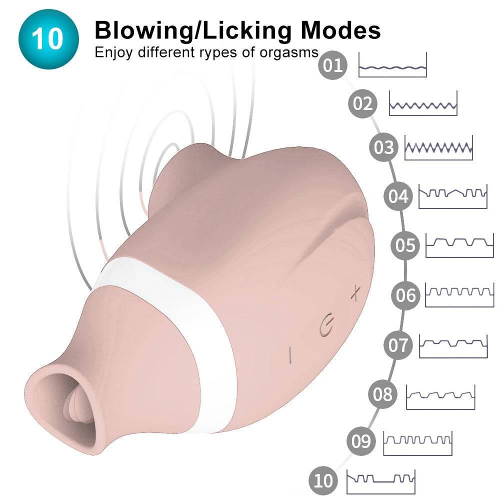 2-in-1 Clitoral Sucking & Licking Vibrator – Dual Stimulation for Clitoris and Nipple - Passion Pulse Adult