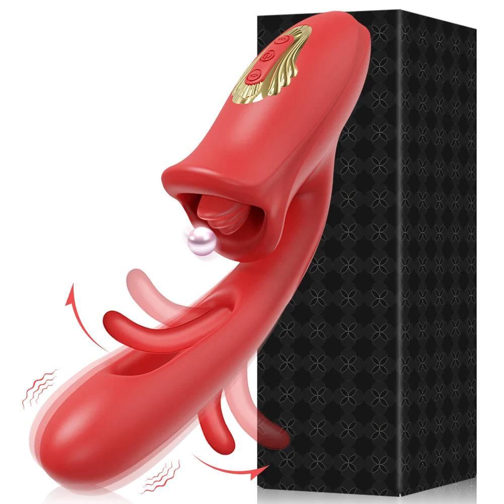 Powerful Tongue Licking Dildo Vibrator – G-Spot & Clitoris Stimulator - Passion Pulse Adult