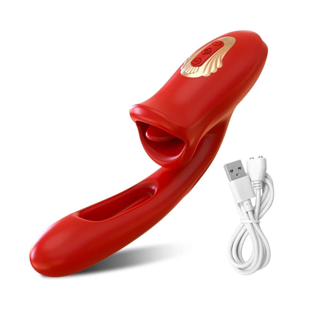 Powerful Tongue Licking Dildo Vibrator – G-Spot & Clitoris Stimulator - Passion Pulse Adult