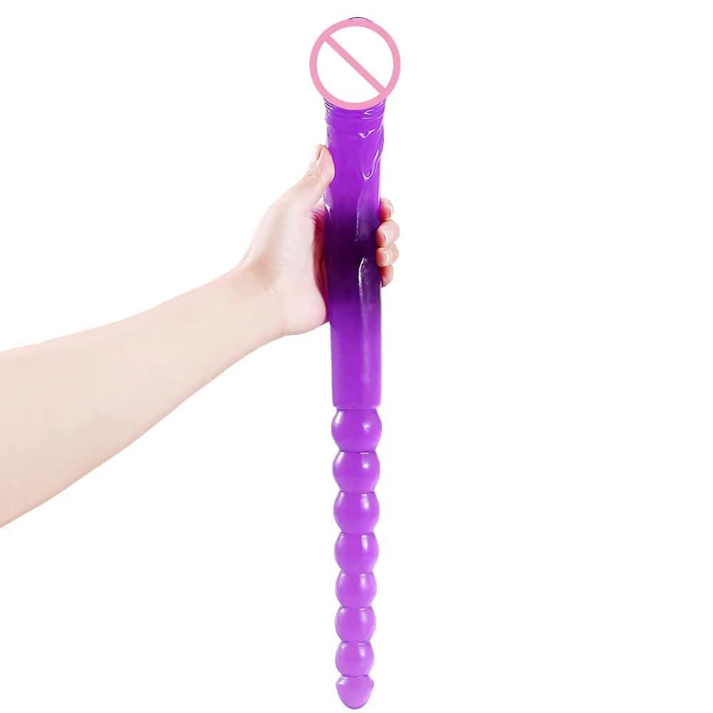 370mm Extra Long Soft Double Head Dildo Toy For Adult Flexible Jelly Vagina Anal Women Gay Lesbian Ended Dong Penis Artificial - Passion Pulse Adult