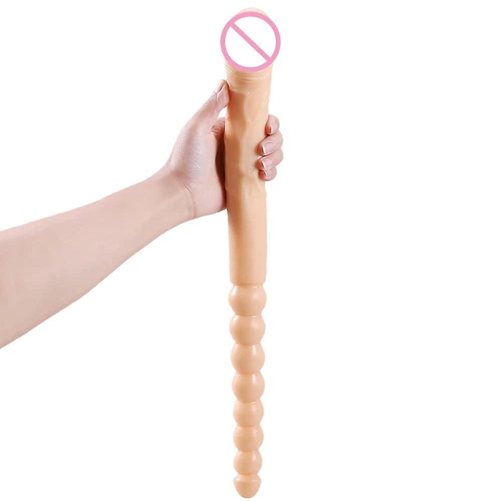 370mm Extra Long Soft Double Head Dildo Toy For Adult Flexible Jelly Vagina Anal Women Gay Lesbian Ended Dong Penis Artificial - Passion Pulse Adult