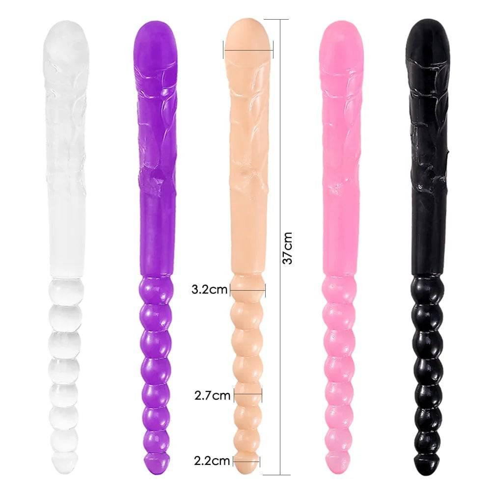 370mm Extra Long Soft Double Head Dildo Toy For Adult Flexible Jelly Vagina Anal Women Gay Lesbian Ended Dong Penis Artificial - Passion Pulse Adult