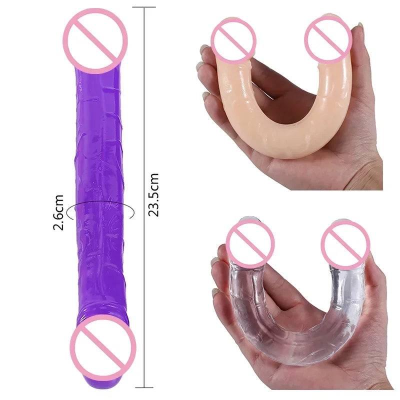 Double Head Dildo Long Jelly Realistic Dildo Double Ended Dildo Flexible Penis for Women Masturbator Sex Toys for Lesbian - Passion Pulse Adult
