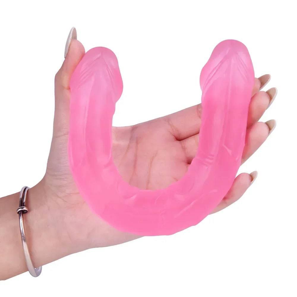 Double Head Dildo Long Jelly Realistic Dildo Double Ended Dildo Flexible Penis for Women Masturbator Sex Toys for Lesbian - Passion Pulse Adult
