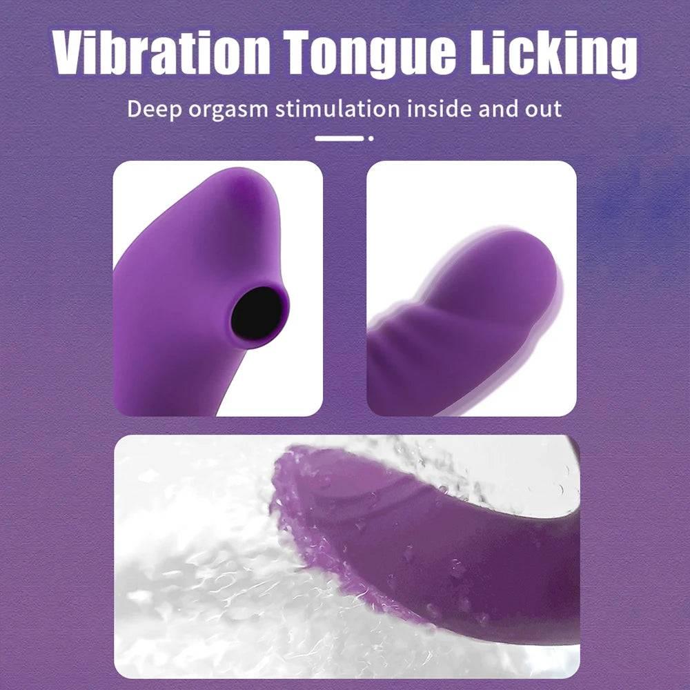 G-Spot Dildo Vibrator – Clit Sucker with 9 Oral Sucking Modes - Passion Pulse Adult