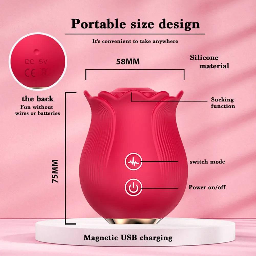 Rose Petal G-Spot Suction Vibrator – Powerful Sucking Vibrations - Passion Pulse Adult