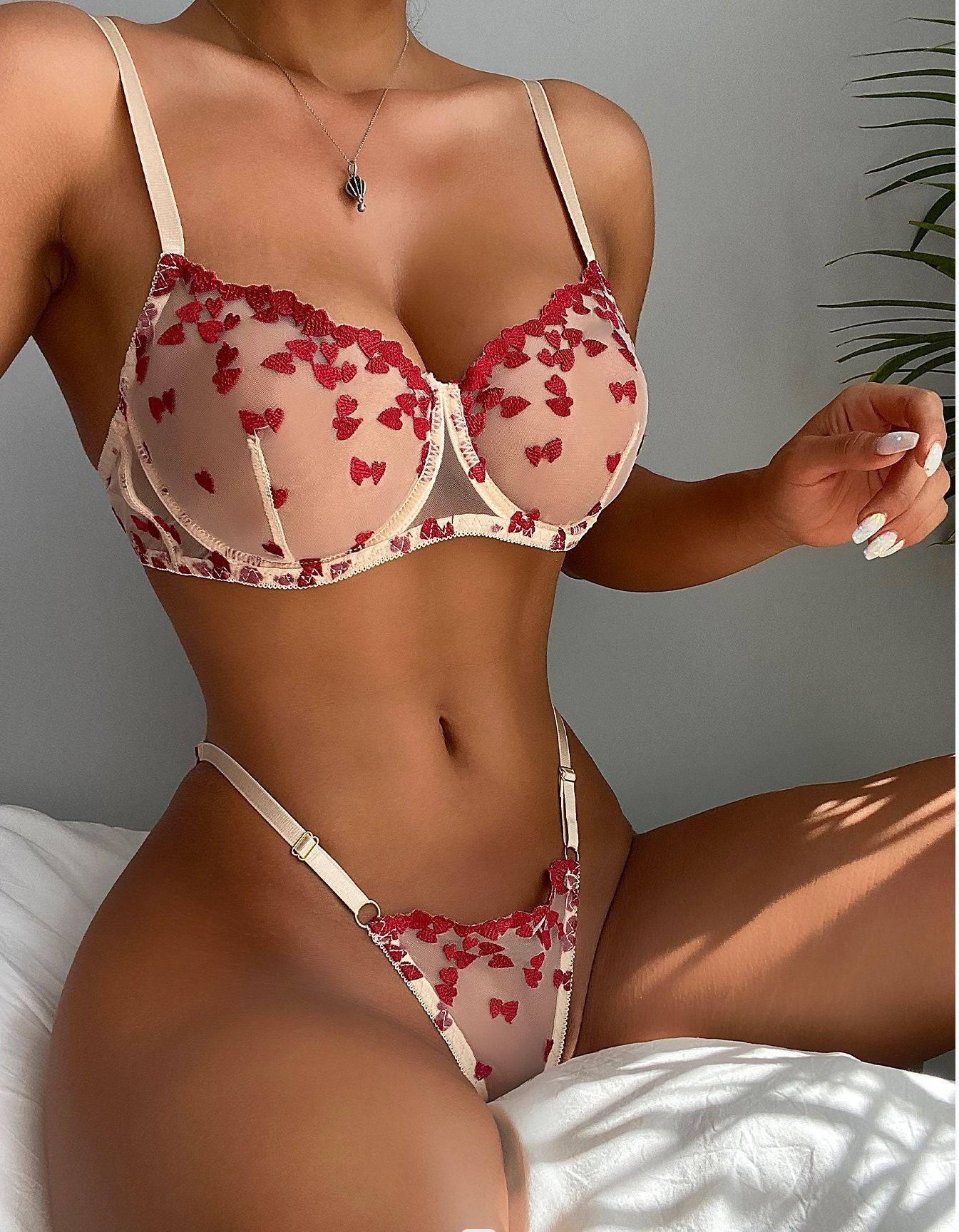 Romantic Embroidered Bra Set - Passion Pulse Adult