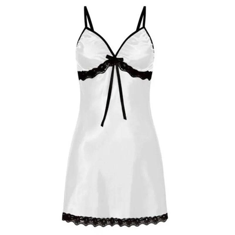 Elegant Lace Nightgown for Women - Sexy Lingerie with Adjustable Straps and Floral Lace Trim - Passion Pulse Adult