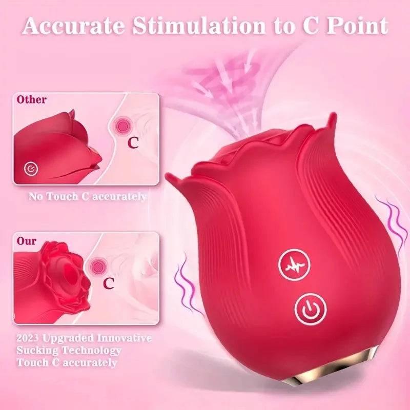 Rose Vibrator – G-Spot Vibrator with 12 Sucking Modes - Passion Pulse Adult