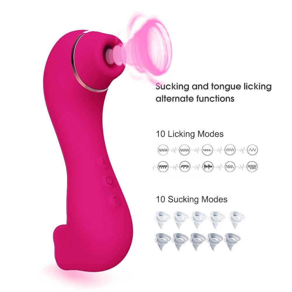 Sucking tongue licking G-spot patting double head vibrator - Passion Pulse Adult