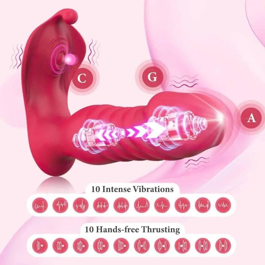 Wearable Tongue Licking G-Spot Vibrator – Remote Control Thrusting Dildo - Passion Pulse Adult