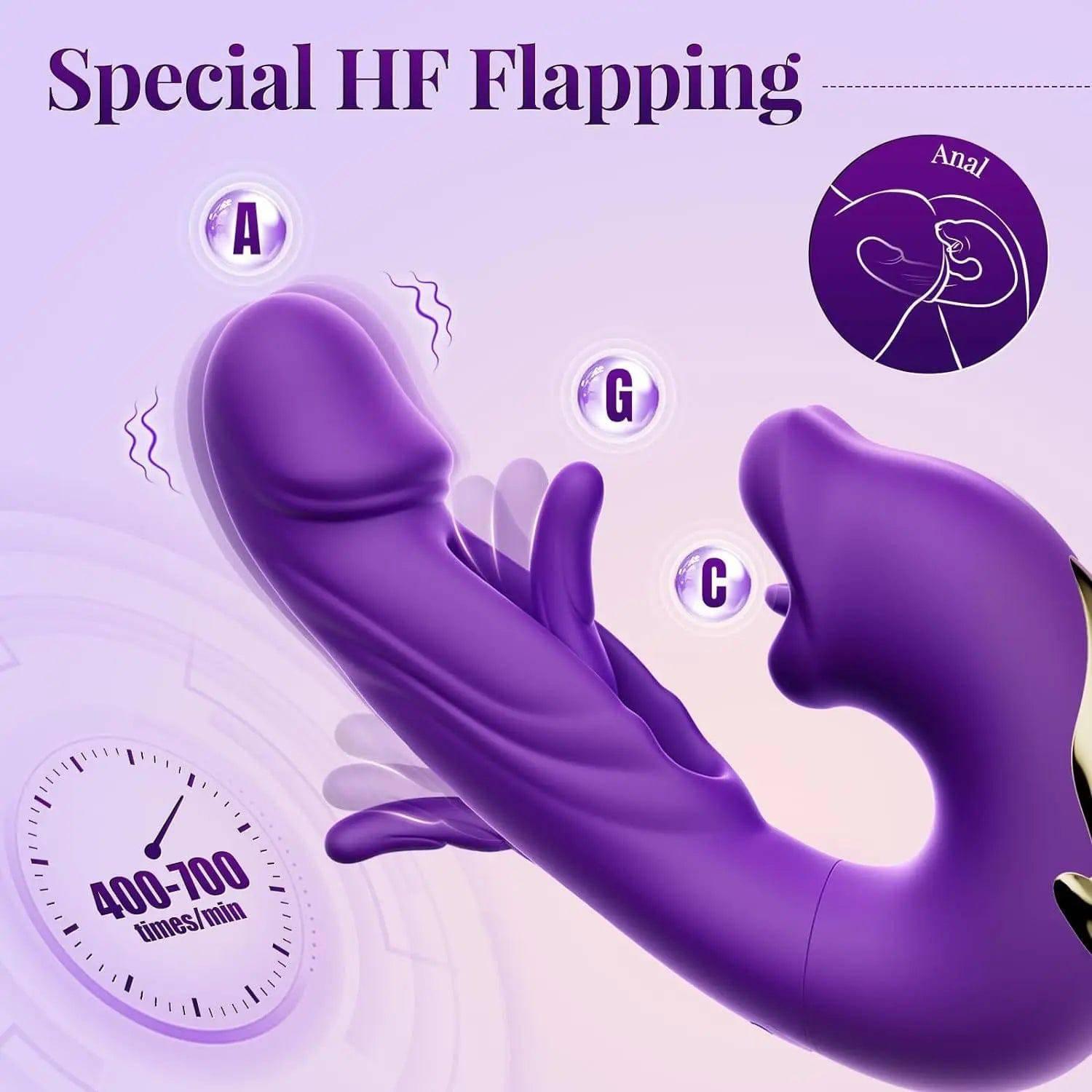 3-in-1 Tongue Licking & Flapping G-Spot Vibrator - Passion Pulse Adult