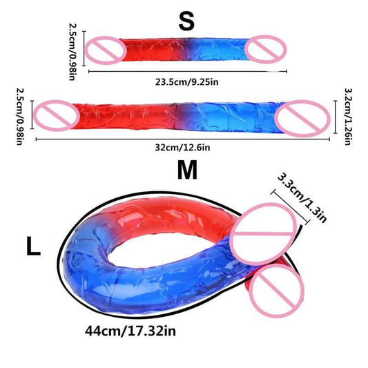 Double Head Two Colors Realistic Dildo Long Anal Play for Women Couple Ended Dildo Flexible Big Penis Adult Sex Toy for Lesbian - Passion Pulse Adult