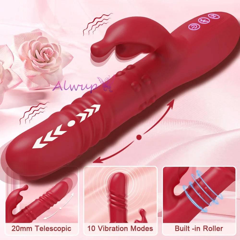 Powerful Rabbit Vibrator – G-Spot & Clitoral Stimulation with Telescopic Rotating Motion - Passion Pulse Adult