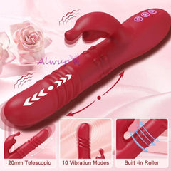 Powerful Rabbit Vibrator – G-Spot & Clitoral Stimulation with Telescopic Rotating Motion - Passion Pulse Adult