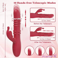 Powerful Rabbit Vibrator – G-Spot & Clitoral Stimulation with Telescopic Rotating Motion - Passion Pulse Adult
