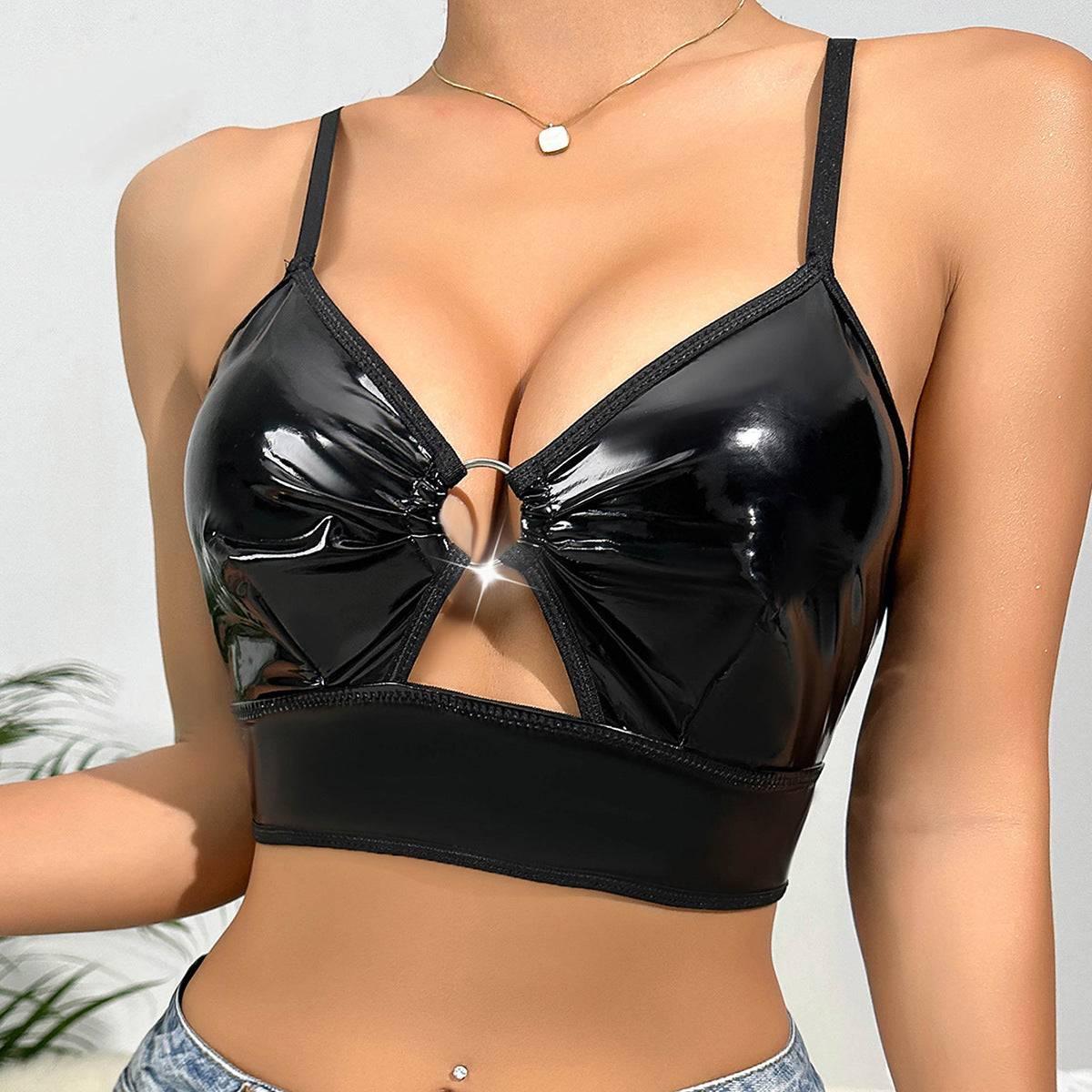 Patent Leather Wrap Bra - Passion Pulse Adult