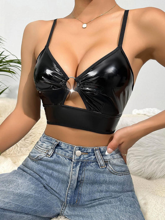 Patent Leather Wrap Bra - Passion Pulse Adult