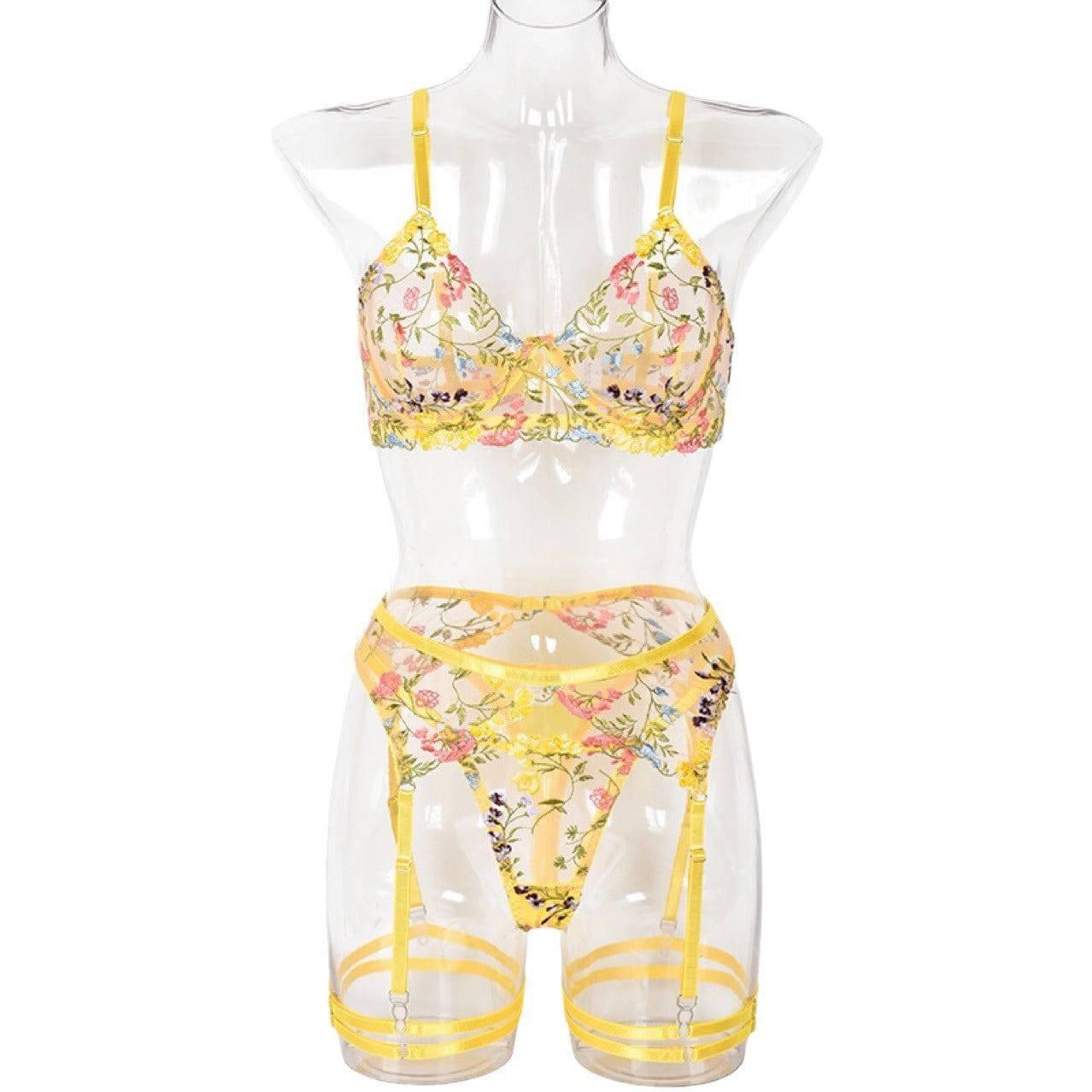 Flower Embroidery Lingerie Set - Passion Pulse Adult