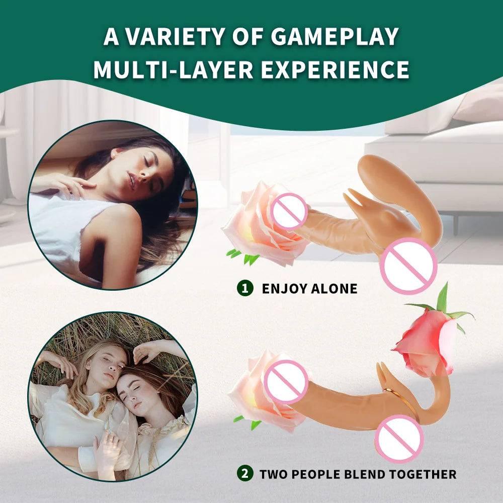 Strapless Telescopic Dildo Vibrator – G-Spot Stimulator for Women & Lesbian Couples - Passion Pulse Adult