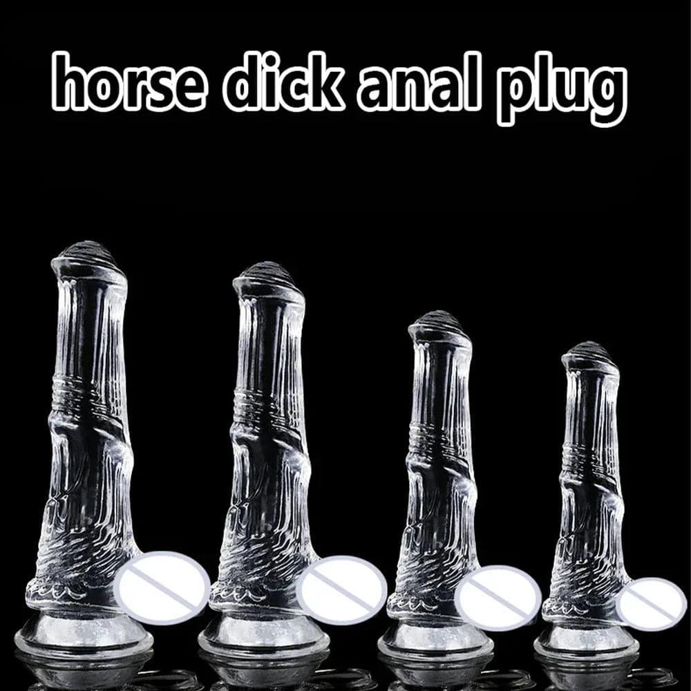 Huge Transparent Black Horse Dildo - Realistic TPE with Strong Suction Cup - Passion Pulse Adult