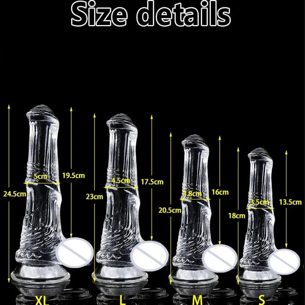 Huge Transparent Black Horse Dildo - Realistic TPE with Strong Suction Cup - Passion Pulse Adult