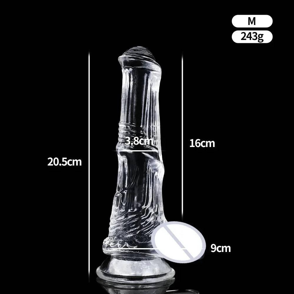 Huge Transparent Black Horse Dildo - Realistic TPE with Strong Suction Cup - Passion Pulse Adult