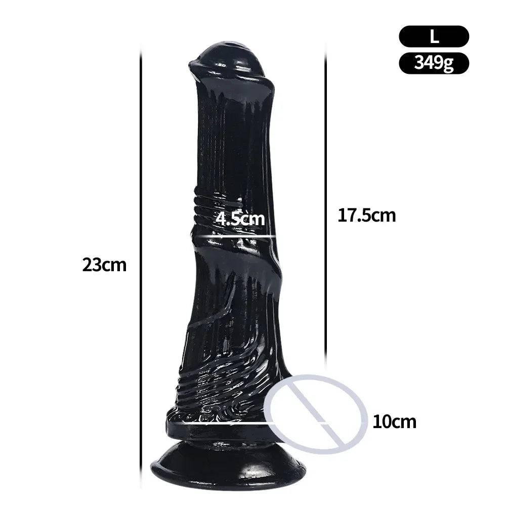 Huge Transparent Black Horse Dildo - Realistic TPE with Strong Suction Cup - Passion Pulse Adult