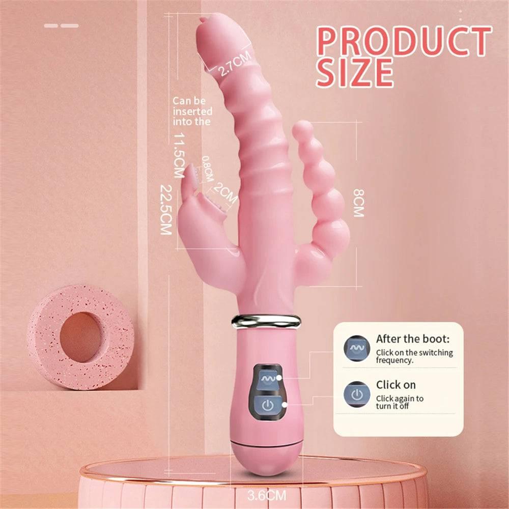 3-in-1 Dildo Vibrator – Tongue Licking, G-Spot & Clit Stimulator - Passion Pulse Adult