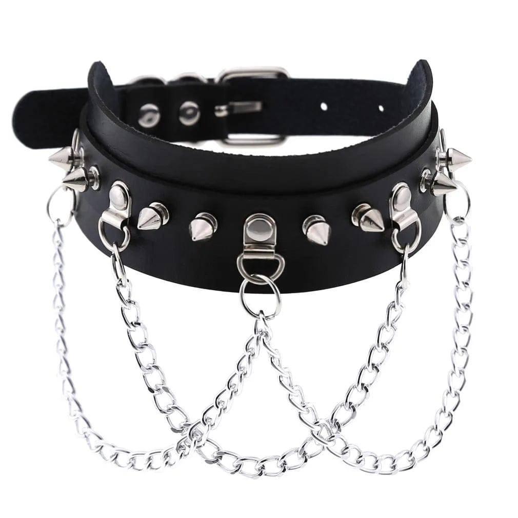 Harajuku Punk Rock Rivet Goth Choker | PU Leather Collar with Heart, Cross & Spikes | Hip Hop Bondage Jewelry for Women - Passion Pulse Adult