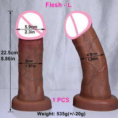 Huge Soft Realistic Dildo with Suction Cup - Double-Layer Design - Passion Pulse Adult