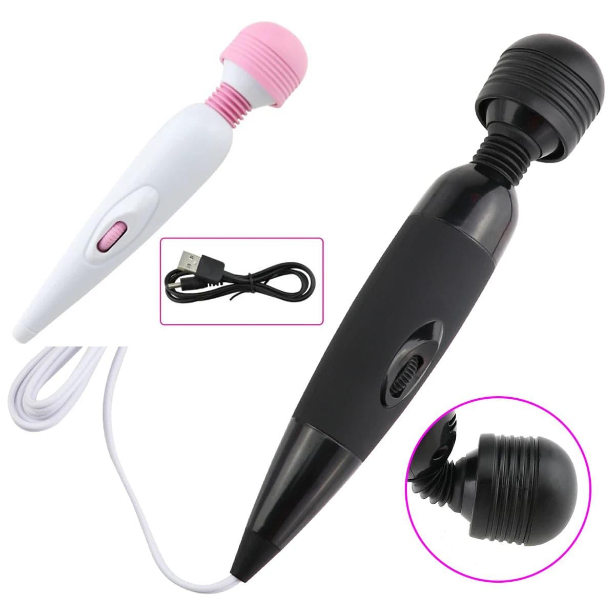 USB Rechargeable Wired Massage Vibrator - Passion Pulse Adult