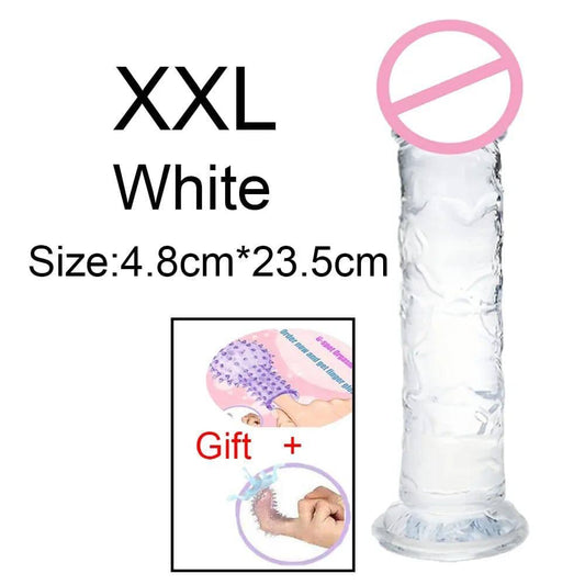 Transparent Jelly Dildo – Large Suction Cup Dildo in 5 Colors for Anal & Vaginal Play - Passion Pulse Adult